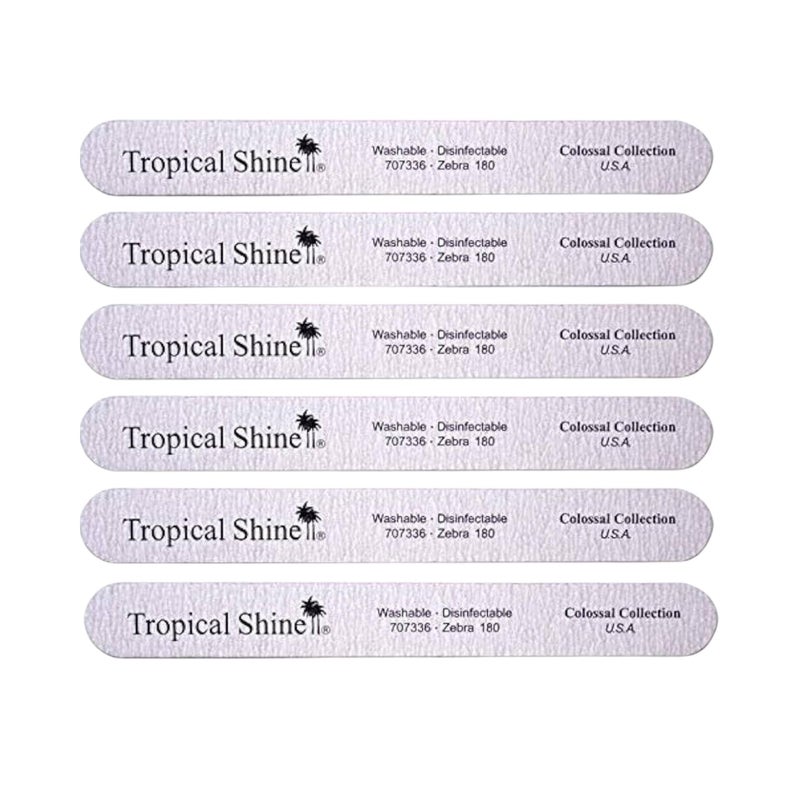 Tropical Shine "Tropical Shine Jumbo Zebra 180 Colossal Collection - 6 pcs Nail Files for Professional Nail Care and Shaping - Medium (180) Grit Nail File Set for Natural Nails ( 707336)" - Image 1